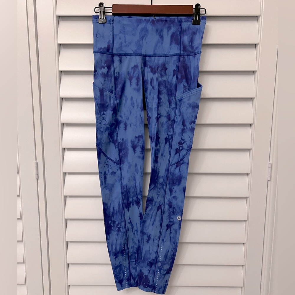 LULULEMON Fast and Free (old style) Diamond Dye Leggings with Pockets